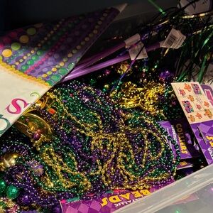 Festive Mardi Gras Bead decorations